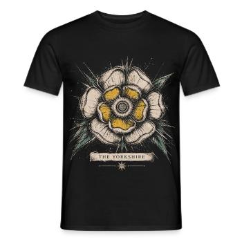 Le design de l’emblème vintage de la rose blanche du Yorkshire - T-shirt homme - noir - Devant - AI Model Male 178 light (178cm)