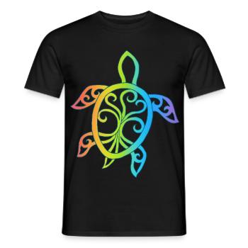 Mehrfarbige Mandala-Schildkröte - Männer T-Shirt - Schwarz - Vorne - AI Model Male 178 light (178cm)