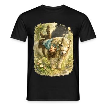 Einfach mal die Welt auf den Kopf stellen – Pony - Männer T-Shirt - Schwarz - Vorne - AI Model Male 178 light (178cm)