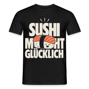 Sushi Macht Glücklich Kawaii Design - Männer T-Shirt - Schwarz - Vorne - AI Model Male 178 light (178cm)