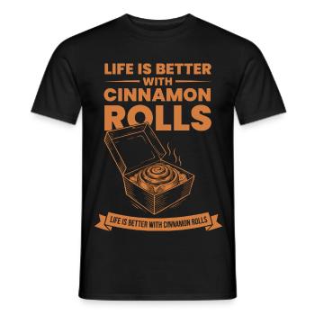 Das Frühstücksleben ist mit Zimtschnecken besser - Männer T-Shirt - Schwarz - Vorne - AI Model Male 178 light (178cm)