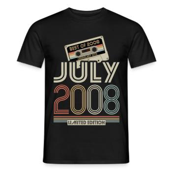 Kassette - Best of July 2008 - Geburtstag - Männer T-Shirt - Schwarz - Vorne - AI Model Male 178 light (178cm)