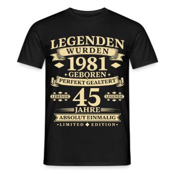 Legenden wurden 1981 geboren 45 Jahre - Männer T-Shirt - Schwarz - Vorne - AI Model Male 178 light (178cm)