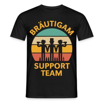 Bräutigam Support Team (JGA Sonnenuntergang / 4C) - Männer T-Shirt - Schwarz - Vorne - AI Model Male 178 light (178cm)