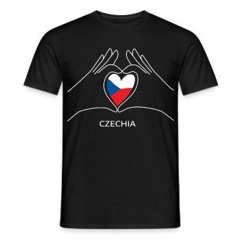 Czech Republic Fan Heart with Czech Flag - Men's T-Shirt - black - Front - AI Model Male 178 light (178cm)