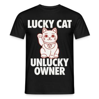 Lucky Cat Unlucky Owner Funny - Men's T-Shirt - black - Front - AI Model Male 178 light (178cm)