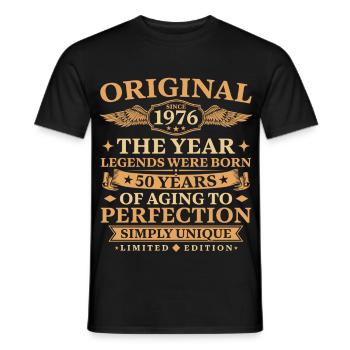 Original since 1976 Birthday 50 Years - Männer T-Shirt - Schwarz - Vorne - AI Model Male 178 light (178cm)