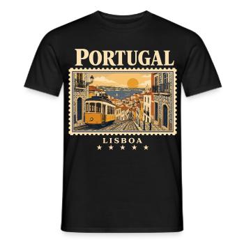 Lissabon Sonne und Gassenzauber - Männer T-Shirt - Schwarz - Vorne - AI Model Male 178 light (178cm)