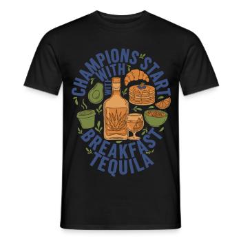 Les champions du petit-déjeuner commencent par la tequila du petit-déjeuner - T-shirt homme - noir - Devant - AI Model Male 178 light (178cm)