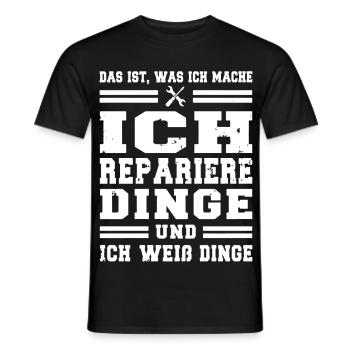 Ich repariere Dinge und ich weiß Dinge - Männer T-Shirt - Schwarz - Vorne - AI Model Male 178 light (178cm)