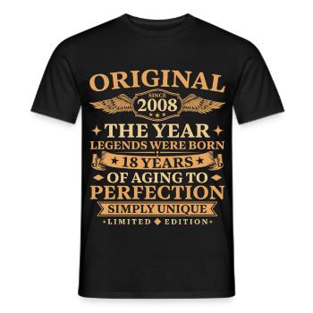 Original depuis 2008 Anniversaire 18 ans - T-shirt homme - noir - Devant - AI Model Male 178 light (178cm)