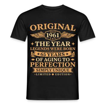Original since 1961 Birthday 65 Years - Men's T-Shirt - black - Front - AI Model Male 178 light (178cm)