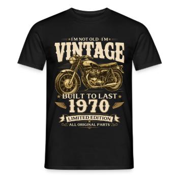 Cadeau pour 56e anniversaire motard Vintage années 1970 - T-shirt homme - noir - Devant - AI Model Male 178 light (178cm)