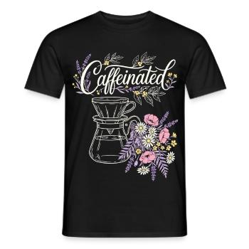 Caffeinated Kaffee Blumen - Männer T-Shirt - Schwarz - Vorne - AI Model Male 178 light (178cm)
