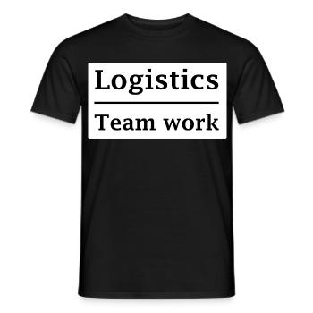 Emblème du travail d’équipe logistique - T-shirt homme - noir - Devant - AI Model Male 178 light (178cm)