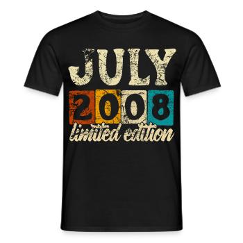 Édition limitée cadeau d’anniversaire juillet 2008 - T-shirt homme - noir - Devant - AI Model Male 178 light (178cm)