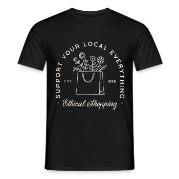 Kaufen Sie lokale Unterstützung für ethisches Einkaufen - Männer T-Shirt - Schwarz - Vorne - AI Model Male 178 light (178cm)