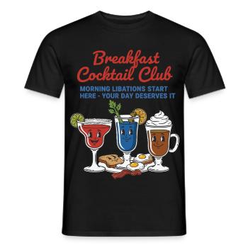Petit-déjeuner Cocktail Club Brunch Drôle Café Bacon - T-shirt homme - noir - Devant - AI Model Male 178 light (178cm)