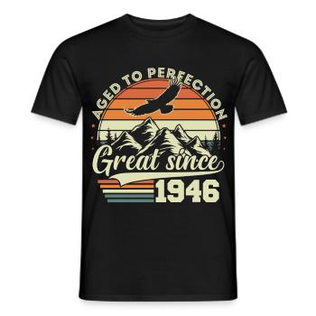 Vintage 1946 Vintage Retro Birthday Gift - Men's T-Shirt - black - Front - AI Model Male 178 light (178cm)