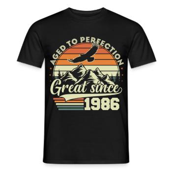Jahrgang 1986 Vintage Retro Geburtstagsgeschenk - Männer T-Shirt - Schwarz - Vorne - AI Model Male 178 light (178cm)