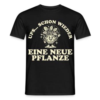 Ups Schon Wieder Eine Neue Pflanze Spruch Retro - Männer T-Shirt - Schwarz - Vorne - AI Model Male 178 light (178cm)