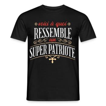 Super Patriote France - Humour droite militant  - T-shirt homme - noir - Devant - AI Model Male 178 light (178cm)