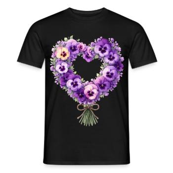 Purple Dementia Awareness Floral - Men's T-Shirt - black - Front - AI Model Male 178 light (178cm)