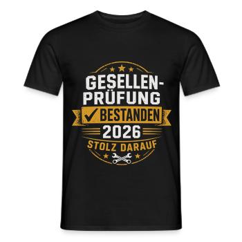 Gesellenprüfung Bestanden 2026 Stolz Darauf - Männer T-Shirt - Schwarz - Vorne - AI Model Male 178 light (178cm)