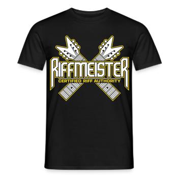 Riffmeister – Zertifizierter Riff-Autorität - Männer T-Shirt - Schwarz - Vorne - AI Model Male 178 light (178cm)