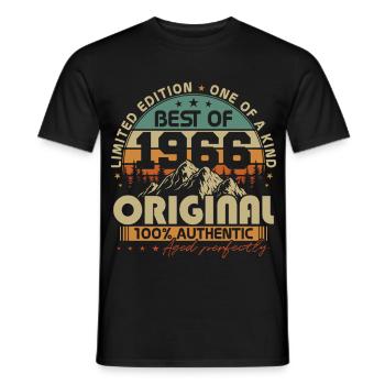 Anniversaire original vintage rétro vintage de 1966 - T-shirt homme - noir - Devant - AI Model Male 178 light (178cm)