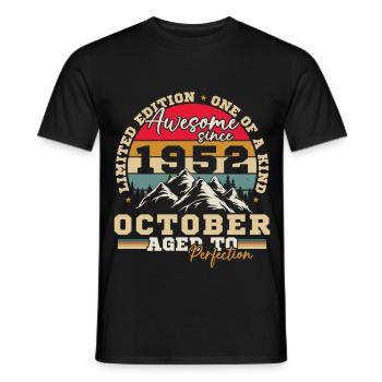 Oktober 1952 Vinatge Retro Geburtstagsgeschenk - Männer T-Shirt - Schwarz - Vorne - AI Model Male 178 light (178cm)