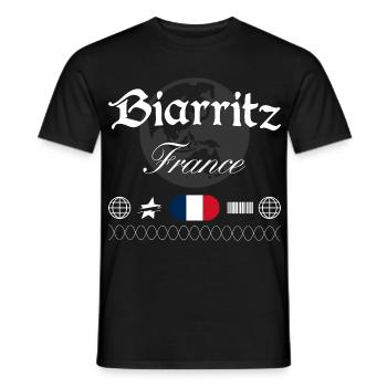 Biarritz Frankreich Streetwear Reise Souvenir - Männer T-Shirt - Schwarz - Vorne - AI Model Male 178 light (178cm)