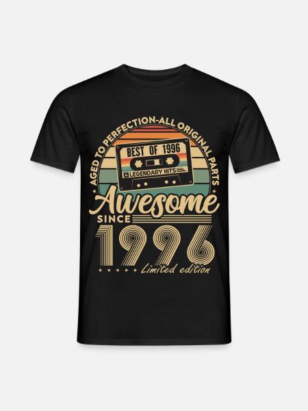 1996 Jahrgang Vintage Geburtstageschenk Retro - Männer T-Shirt - Schwarz