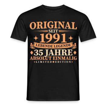 Original 1991 Jahrgang geboren 35. Geburtstag - Männer T-Shirt - Schwarz - Vorne - AI Model Male 178 light (178cm)
