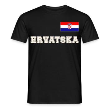 Kroatien Trikot Look – HRVATSKA mit Fahne Flagge - Männer T-Shirt - Schwarz - Vorne - AI Model Male 178 light (178cm)