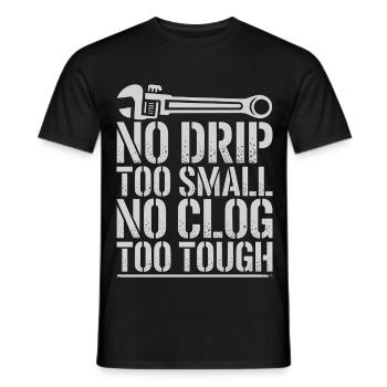 Plombier maître Pas de perfusion trop petit Plombier agréé - T-shirt homme - noir - Devant - AI Model Male 178 light (178cm)