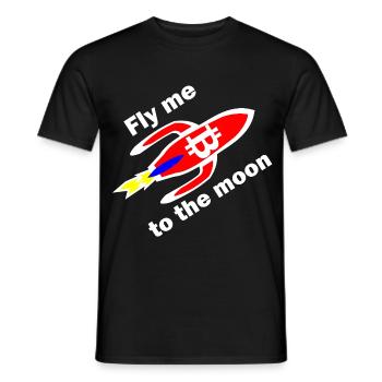 Bitcoin Rocket Flight Moon Design - Men's T-Shirt - black - Front - AI Model Male 178 light (178cm)