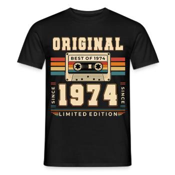 52e anniversaire Gift Man cassette Best of 1974 - T-shirt homme - noir - Devant - AI Model Male 178 light (178cm)