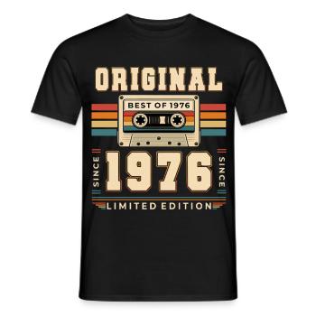 50e anniversaire Gift Man cassette Best of 1976 - T-shirt homme - noir - Devant - AI Model Male 178 light (178cm)