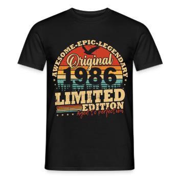 Original 1986 Jahrgang Vintage Geburtstag Geschenk - Männer T-Shirt - Schwarz - Vorne - AI Model Male 178 light (178cm)