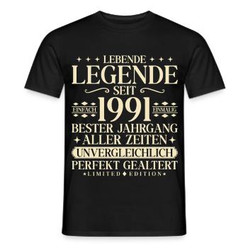 Baujahr 1991 Geburtstag 35 Jahre Unvergleichlich - Männer T-Shirt - Schwarz - Vorne - AI Model Male 178 light (178cm)
