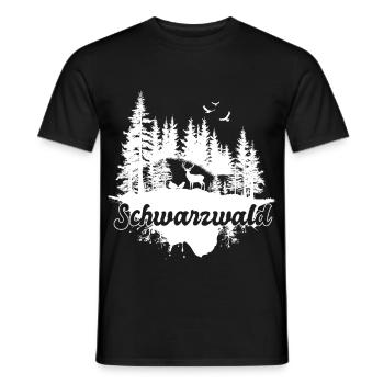 Schwarzwald Hirsch Wald Natur Motiv - Männer T-Shirt - Schwarz - Vorne - AI Model Male 178 light (178cm)