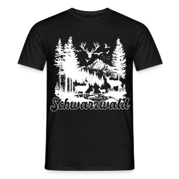 Schwarzwald Hirsch Familie Natur Motiv - Männer T-Shirt - Schwarz - Vorne - AI Model Male 178 light (178cm)