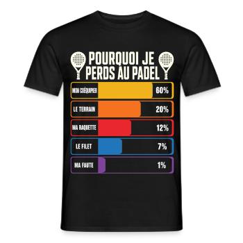 Padel Humour Joueur De Padel Perdant - T-shirt homme - noir - Devant - AI Model Male 178 light (178cm)