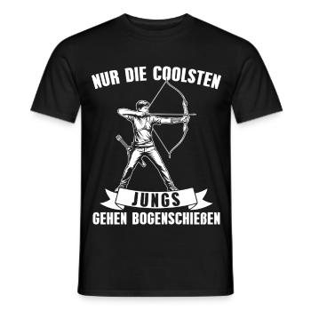Bogensport_Pfeil_-_Bogen_Jungs_Bogenschiessen - Männer T-Shirt - Schwarz - Vorne - AI Model Male 178 light (178cm)