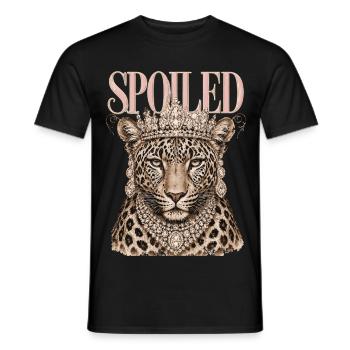 Léopard Gâté Couronne Diamants | Design Reine - T-shirt homme - noir - Devant - AI Model Male 178 light (178cm)
