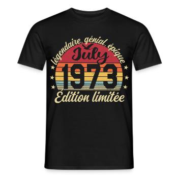 Anniversaire Juillet 1973 Vintage Cadeau - T-shirt homme - noir - Devant - AI Model Male 178 light (178cm)