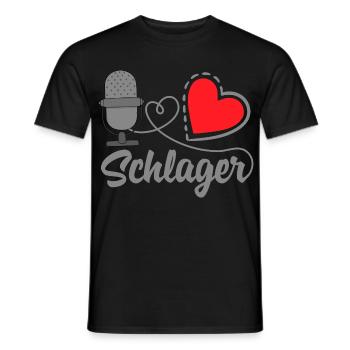 Schlager Liebe Herz Mikrofon Musik Outfit - Männer T-Shirt - Schwarz - Vorne - AI Model Male 178 light (178cm)