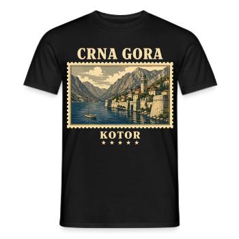 Montenegro Kotor Vintage Reisemarke - Männer T-Shirt - Schwarz - Vorne - AI Model Male 178 light (178cm)