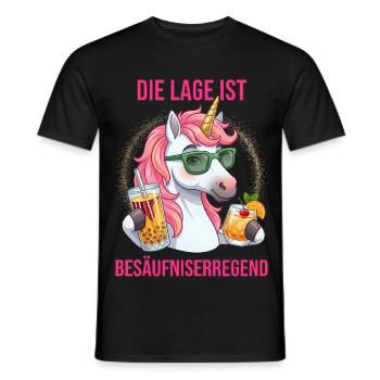 Die Lage ist besäufniserregend lustiger Einhorn - Männer T-Shirt - Schwarz - Vorne - AI Model Male 178 light (178cm)